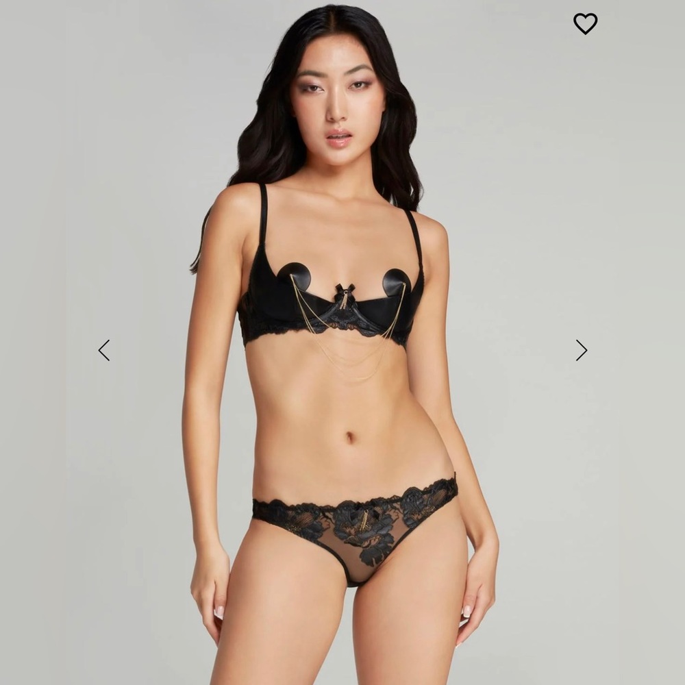 Agent Provocateur Babeta 1/4 cup bra 32S and size 3 matching thong pantie. NWT
